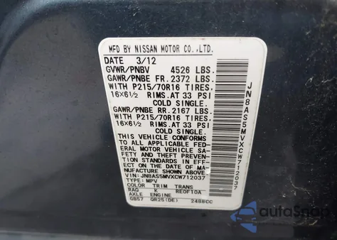 2012 Nissan Rogue S z USA, uszkodzony, nr VIN JN8AS5MVXCW712037